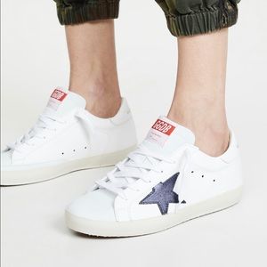 Golden Goose Superstar Sneakers White/Blue Laminated Star Sz 38